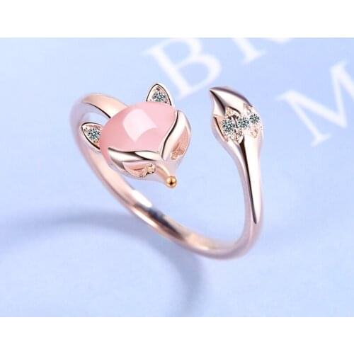 ORZTOON Individuality And Creativity Elegant Korean Crystal Zircon Fox Rings For Women Minimalist Cute Trendy Girl Ring Jewelry