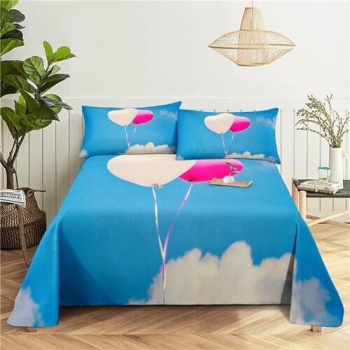 Balloon 0.9/1.2/1.5/1.8/2.0m Digital Printing Polyester Bed Flat Sheet With Pillowcase Print Bedding Set