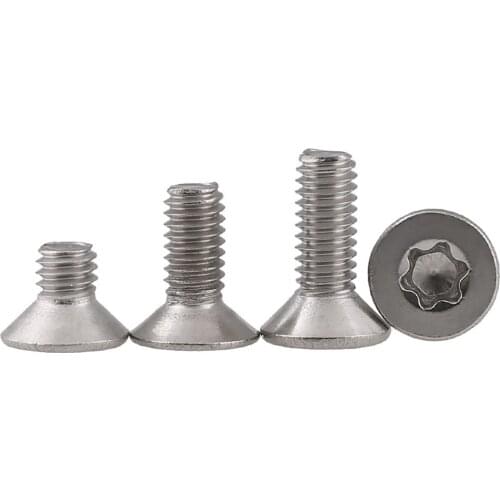 M2 M2.5 M3 M4 304 Stainless Steel Flat Head Inner Plum Blossom Screw Countersunk Screw Length 4-20mm
