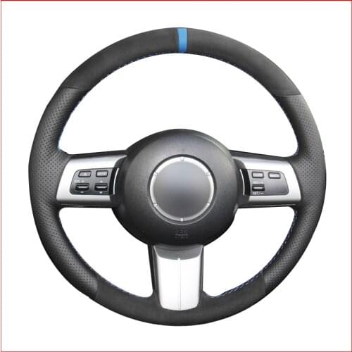 MEWANT Black Genuine Leather Suede Steering Wheel Covers for Mazda MX-5 MX5 Miata 2009-2013 RX-8 2009-2013 CX-7 2007-2009