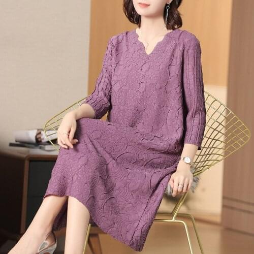 Fashionable V-neck Embroidered Dress Loose Large Size New Summer Dress