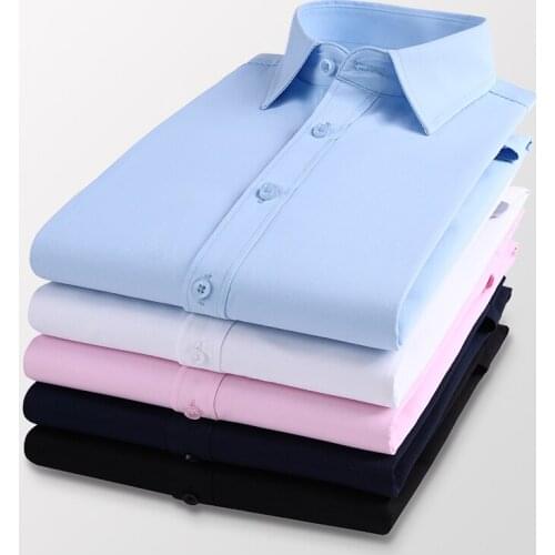 Plus Size 5XL 6XL 7XL 8XL Men Solid Color Business Shirt Fashion Casual Slim White Long Sleeve Shirt Male Brand Clothes