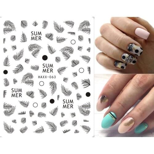 Jungle Leafs Nails Art Manicure Back Glue Decal Decorations Design Nail Sticker For Nails Tips Beauty