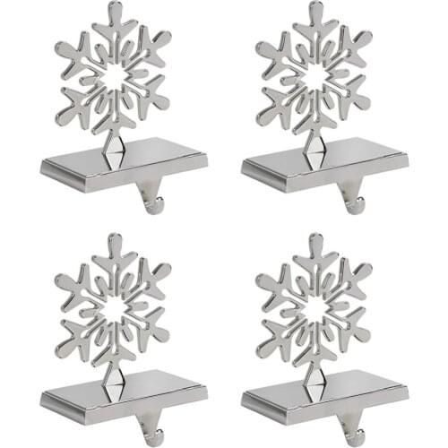Snowflake Wall Hook Christmas Stocking Hanging Holder Suitable For Fireplace Mantle Christmas Stocking Hanger Decoration Hooks