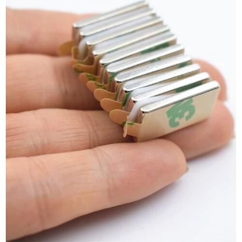 10Pcs Neodymium Magnet With Glue Small Block Permanent Adhesive Tape Bar Board Fridge Sheet Powerful Magnets For DIY Office