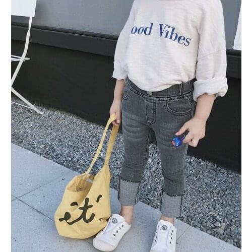 Spring Autumn New Children Jeans Baby Boys and Girls Thin Denim Pants Fashion Cuffed Jeans Girl Pants Toddler Trousers Jean 1-6Y