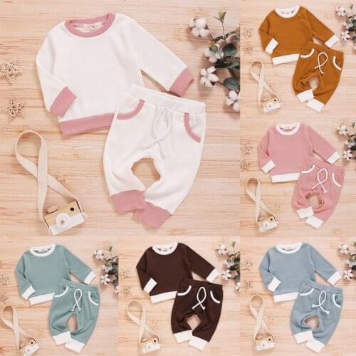 Newborn Baby Girl Clothes Autumn Infant Baby Clothes Outfits Knitted Bodysuit Top Romper Ruffle Pants 2pcs Clothing Set