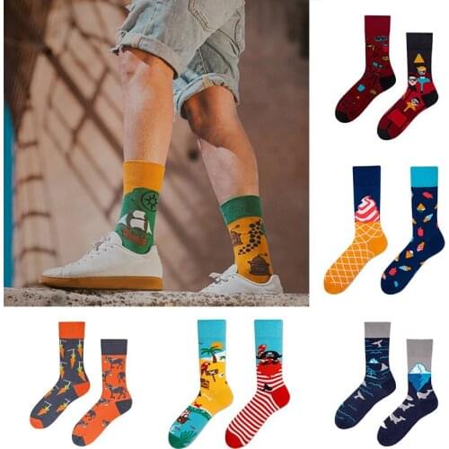 Outdoor Skateboard Sox Autumn/Winter Creative Abstract Art Harajuku Hip Hop Streets Tide Sock Colorful Happy Funny Sock Hot Sale