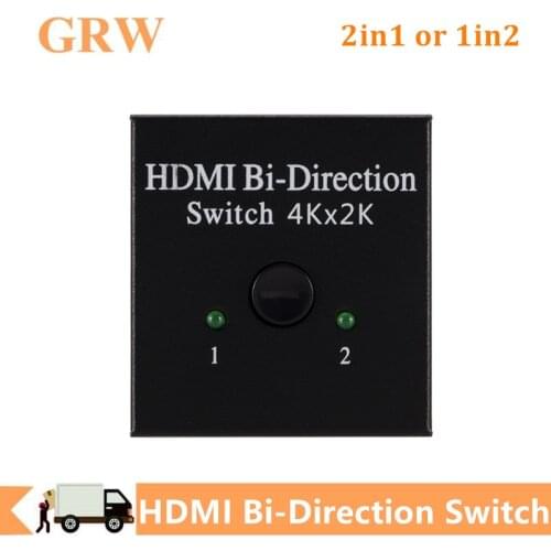 Grwibeou 4K HDMI Switch 2 Ports Bi-directional 1x2 / 2x1 HDMI Switcher Splitter Ultra HD 1080P 3D HDR HDCP for PS4 Xbox HDTV