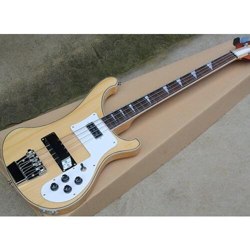 Factory Outlet-4 Strings Natural Neck-thru-body Electric Bass with 2Jacks,Rosewood Fretboard