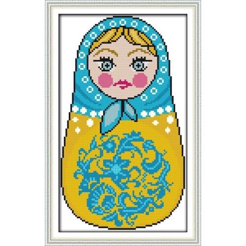 Russian dolls (4) cross stitch kit cartoon 14ct 11ct count print canvas stitches embroidery DIY handmade needlework plus