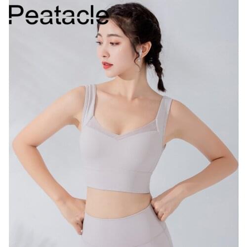 Peatacle Sports Bra Women Gather Running Fitness Top Yoga Vest Padded High Impact