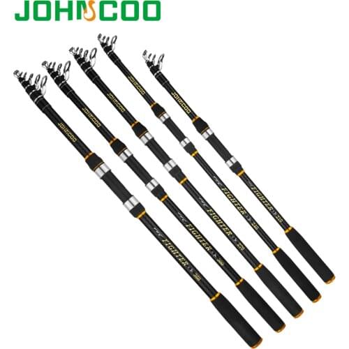 JOHNCOO FIGHTER Telescopic Fishing Rod 40-80g Spinning Rod 2.1,2.4,2.7,3.0,3.6M Portable Sea Fishing Rod Long Casting Carbon Rod