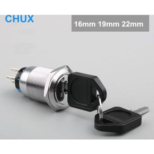 16mm 19mm 22mm Push button Switch 2 Position 3 Position 1NO 1NC 2NO 2NC motorcycle Latching Waterproof key Lock Switch