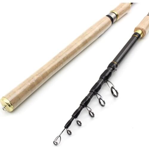 High Quality 1.8m 2.1m 2.4m 2.7m Spinning Rod carbon telescopic fishing rod lure rod wooden handle pole Fishing Tackle