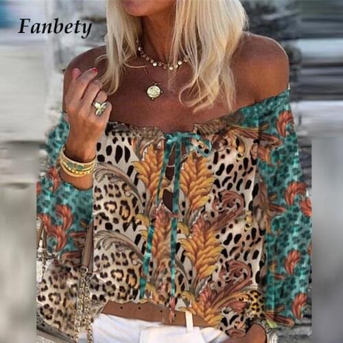 Women Summer Fashion Harajuku Blouse Shirts Sexy Lace-up Tassel Off Shoulder Tops Spring Floral Retro Printed Boho Loose Blusa