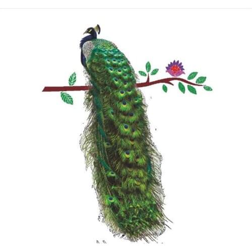 1PC Beautiful Green Peacock On The Branch Feathers Wall Sticker For Bedroom Living Room Blank Background DIY Home Decor 30*90CM