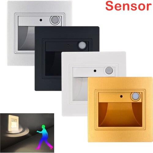 10pcs LED Stair Light 0.6W 1.5W Embedded led wall lights footlight motion Detector+ Light sensor led step stairway lamp lighting