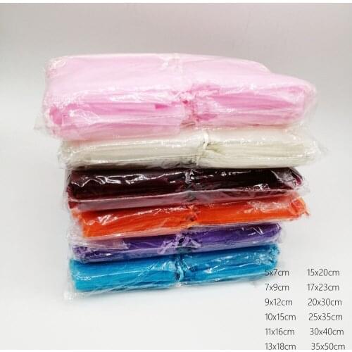 100pcs 25x35cm Diy Jewelry Bag Gift Bag Women Drawstring Organza Gift Bags For Wedding/Christmas/Jewelry Display Packaging Bags