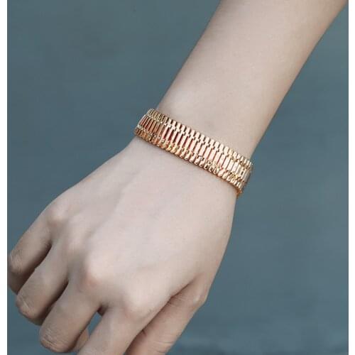 14mm Bangle Bracelet for Women Girls 585 Rose Gold Herringbone Snake Flexible Chain Bracelet Jewelry CB31A