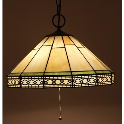 16 Inch Stained Glass Chandelier with Wire Switch Light Fixtures Dinning Room Lamp Villa Living Room Bar Cafe Vintage Chandelier