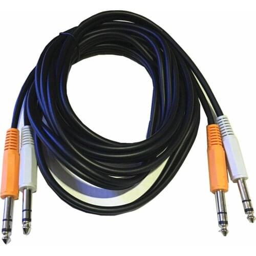 2*6.35mm Jack Plug 1/4" M-M Audio Mic Extension Stereo Cords Cable Leads 10FT