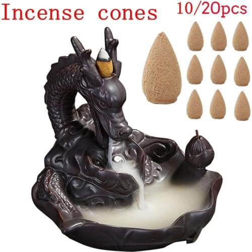 20/10pcs Pure Retro Handmade Porcelain Backflow Ceramic Incense Burner Holder Buddhist Decoration Home Aromatherapy