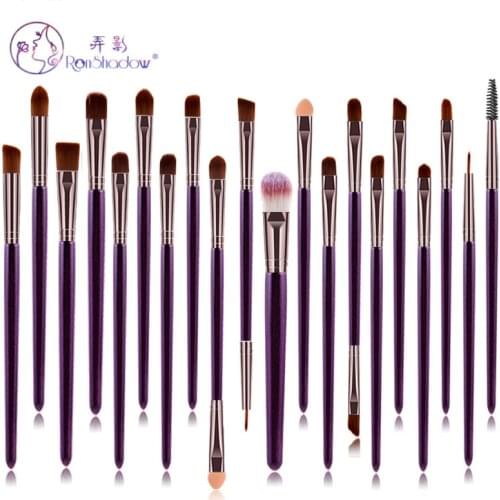 20Pcs Makeup Brushes Set Purple Coffee Wooden Handle For Eye Shadow Powder Eyeliner Eyelash Eyebrow Make Up Brush Beauty Tool