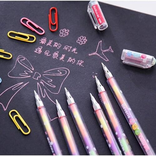 48 Pcs Kawaii Pen 6 In 1 Colored Pens Kid Drawing Graffiti Girl Diary Student Mark Pen Japanese Stationery Novelty Prizes Cute