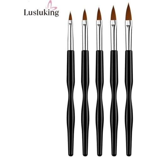 5Pcs /Set Nail Art Brush Manicure Tool Acrylic Powder UV Gel Design Nail Polish Flower Painting Carving Pen Kit
