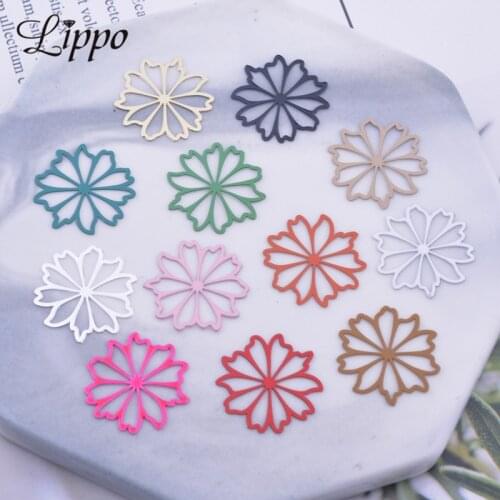 50pcs AC5815 17mm Brass Flower Spacer Charms DIY Earring Pendant Hanging Jewelry Decoration