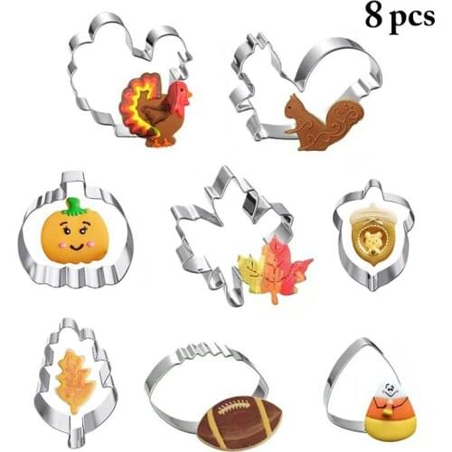8Pcs Cookie Cutters Set DIY Fondant Cutter Biscuit Mold Cutter For Thanksgiving Baking Tools Accessories Party Supplies