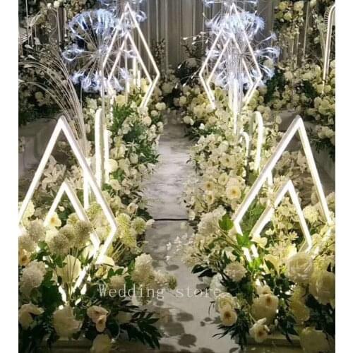 8PCS New Wedding Props Diamond Double-Sided LED Light Luminous Road Lead For Wedding Event/Party Decoration