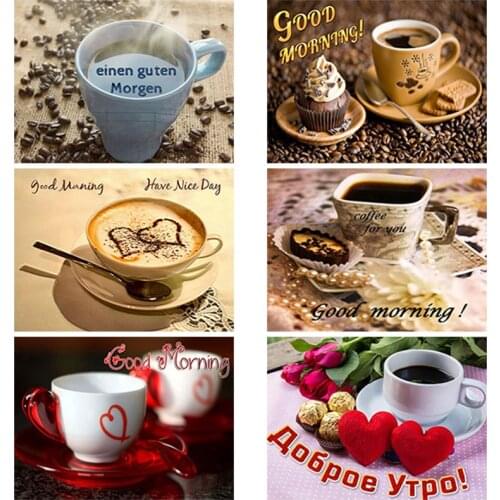 DIY 5D Diamond Painting Full Round Square Resin Mosaic Diamonte Embroidery Cross Stitch Kits Morning Greetings Multilingual