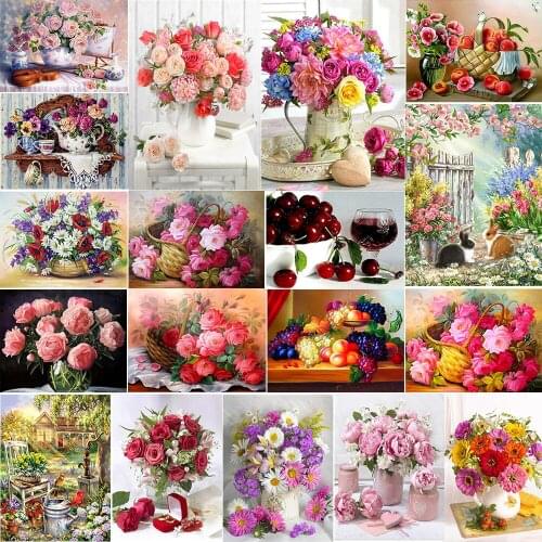 5D DIY Diamond Painting Full Square/Round Flower Rhinestone Embroidery Mosaic Flower Art Landscape Decorative Painting