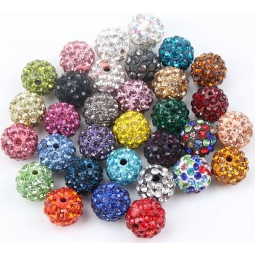 33 colors 10pcs AAAA 6 Row 10mm Crystal Clay Paved Crystal Bead Clay Micro Pave Rhinestone Ball Beads DIY For jewelry making