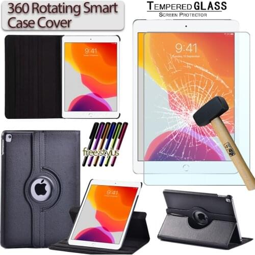 Case for IPad 2019 7th/IPad 2020 8th/Air 3 10.5/iPad Pro 10.5" Anti-fall 360 Rotating Tablet Case+Tempered Film