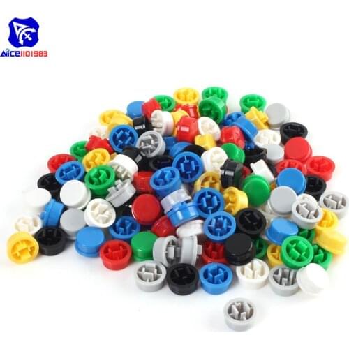 Diymore 140PCS/Bag 12x12x7.3mm Tact Switches Hat Square Mixed Color Tactile Button Caps Kit