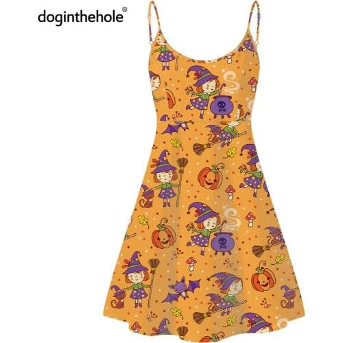 Doginthehole Cartoon Halloween Costume Teen Girls Casual Sling Dress 2020 Fashion Party Skirt Knee-Skirt Sexy Sleeveless Dresses