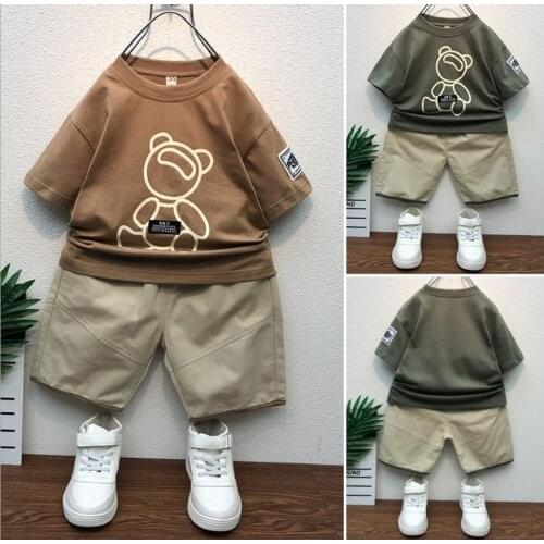 Summer New Baby Boys Clothes Short Sleeve Cartoon T-shirt+ Shorts Children Casual Outfits Kids Clothes Sets Size 2-8Years