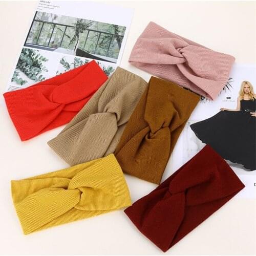 IFMIA Cotton Women Headband Turban Solid Color Girls Knot Hairband Hair Accessories Twisted Ladies Elastic Hair Bands Headwrap