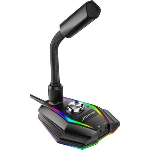 Bonks Computer USB Microphone RGB Base HD Sound Card With Speaker Headset Jack Free Drive Noise Reduction Rotate Receiver