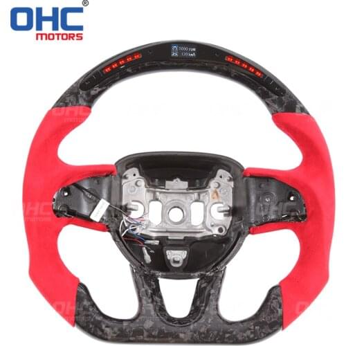 Forged Carbon Fiber LED Steering Wheel compatible for Charger Challenger SRT Hellcat Durango