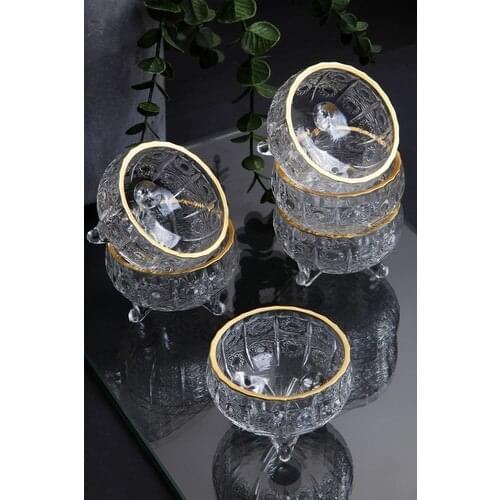 Queens Kitchen 6 Pcs Crystal Gilded Glass 3 Flip Lux Lokum-Confectionary