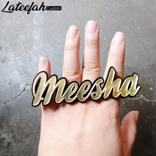 Lateefah Personality Capital Letter Rings Custom Made Rings Womans Fashion Jewelry Personality Vertical Name Rings