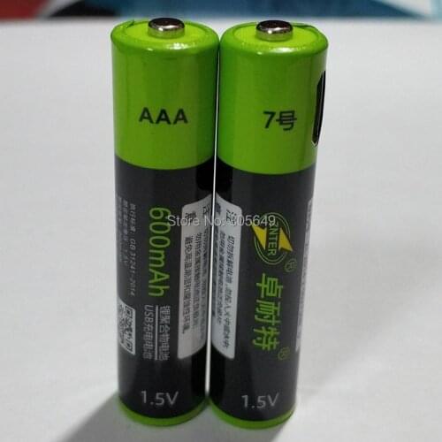 2pcs ZNTER 1.5V AAA usb battery 600mAh li-polymer li-po rechargeable lithium li-ion battery not include usb cable