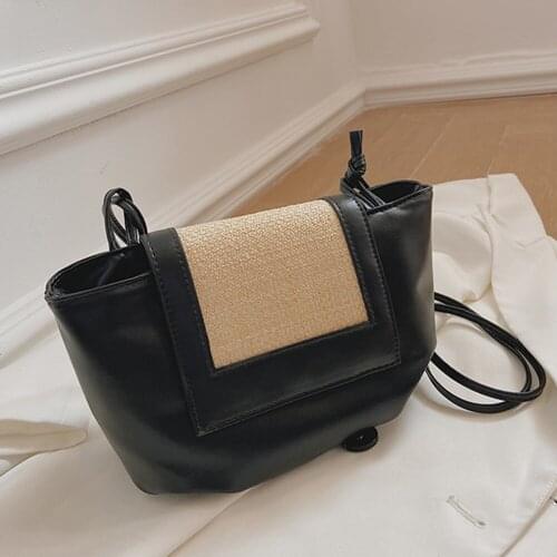 Fashion Women Woven PU Leather Patchwork Shoulder Crossbody Messenger Bag Casual Ladies Dumpling Purse Handbags