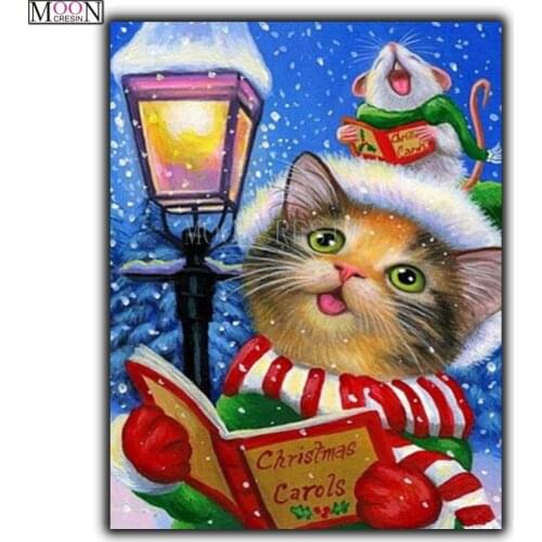 Cartoon Gifts 3D DIY Diamond Painting Cross Christmas Cat Reading Book Diamond Embroidery Square Drill Diamond Mosaic Decoration