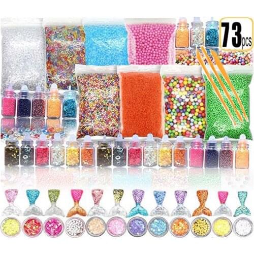 72/73 Pack Making Kits Supplies For Slime Stuff Charm Fishbowl Beads Glitter Pearls DIY Handmade Color Foam Ball Material Set