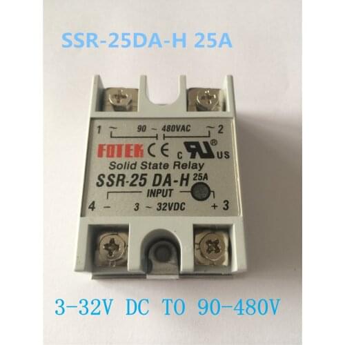 Single Phase SSR-25DA-H actually 3-32V DC TO 90-480V AC SSR 25DA H Solid State Relay
